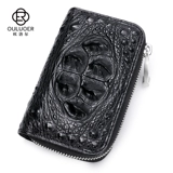 欧洛尔 Вместительная и большая ключница, картхолдер, универсальный брелок с молнией, крокодил, из натуральной кожи