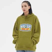 WASSUP winter new English printing hoodie sweater loose casual thickened trend jacket men and women