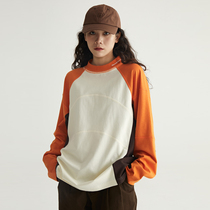 Wassuphouse Collision Color Splice Long Sleeve T-shirt Mens Clothing 2022 New Couples Pure Cotton Casual Boomer Blouse Blouse