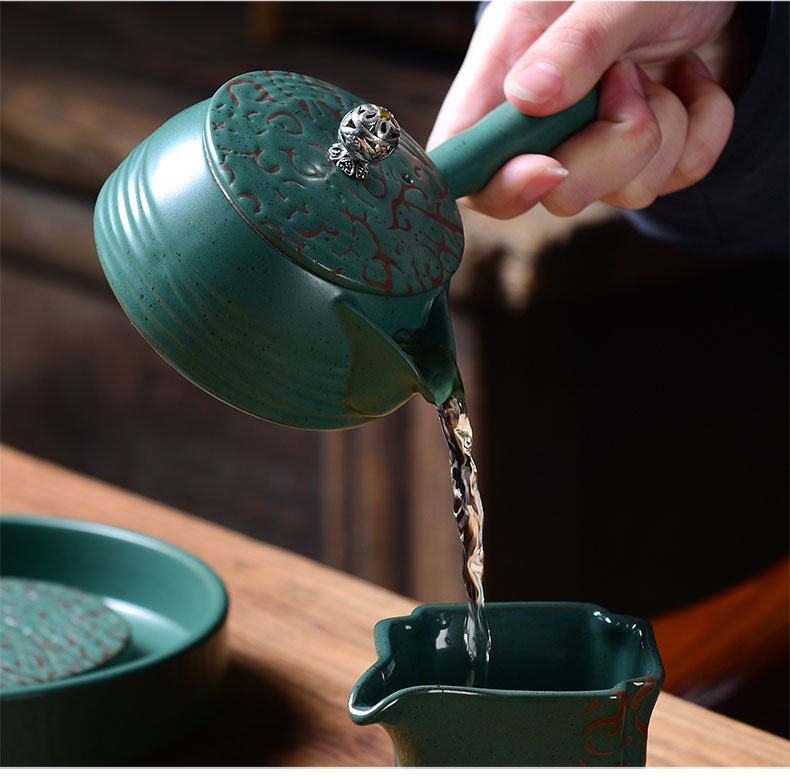 Laugh, dipping, green household ceramics glaze kung fu tea set a complete set of creative silk road the teapot tea set