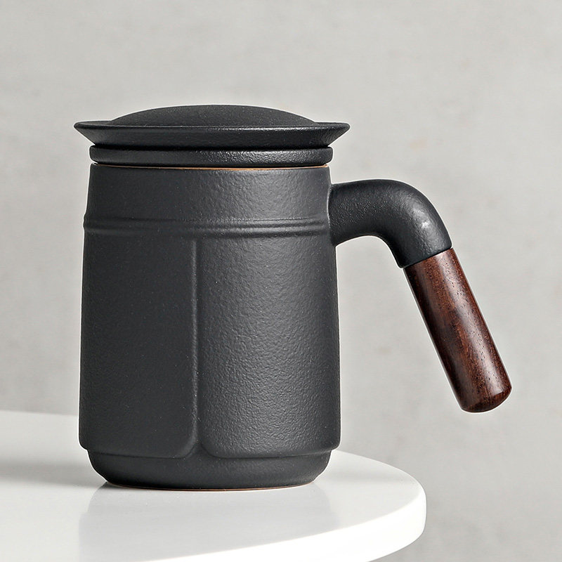 tea cup ceramic tea water separation mug office home with lid filter for men lettering custom logo tea cup