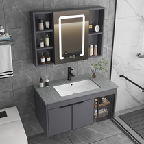 Bathroom washbasin cabinet combination space aluminum small apartment bathroom cabinet integrated ceramic washbasin household washstand