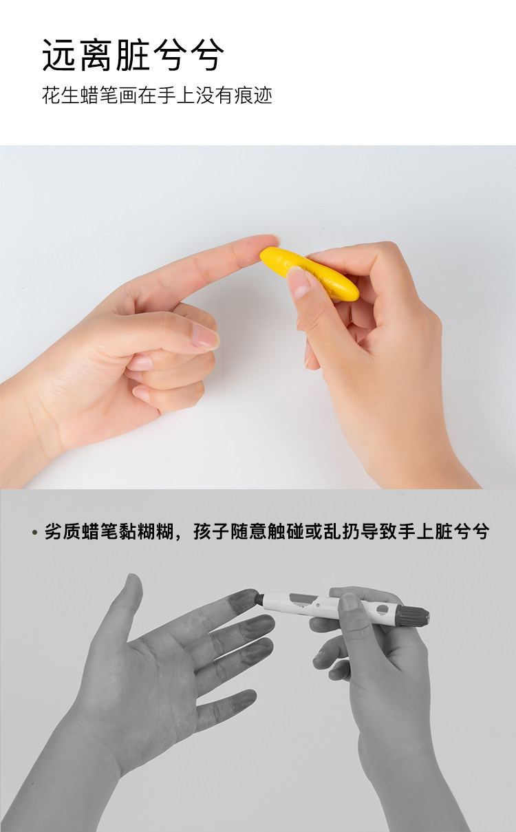 英国YPLUS 儿童花生蜡笔 安全无毒 不脏手 图3
