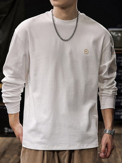 2025秋季新款长袖T恤男白色打底衫秋冬男士内搭加绒上衣男款男生t