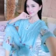 Bộ đồ ngủ cotton lụa của phụ nữ mùa xuân và mùa thu dài tay cotton lụa phù hợp với hai mảnh dễ thương Hàn Quốc phần mỏng lỏng lẻo dịch vụ nhà mùa hè - Cặp đôi