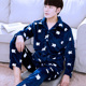 Mùa đông dày flannel pajamamens dài tay bộ mens nhung san hô cộng với nhung ấm mới mùa xuân và mùa thu quần áo về nhà.