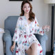 Spring and Autumn Silk Women's Nightgown Suspender Bathrobe Two-piece Ice Silk Pajamas Women's Summer Sexy Home Clothes Cute