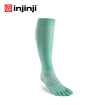 INJINJI five-finger socks long tube compression running socks marathon sweat-absorbing sports waterproof foam socks women