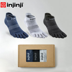 Injinji Five-Toe Socks, Three Pairs in a Gift Box, Short, Thin, Coolmax Waterproof Blister Running Socks, Toe-Separated Socks for Summer