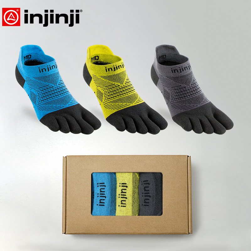 injinji five-finger socks three pairs of gift boxes short tube thin section coolmax waterproof foam running socks split toe socks summer