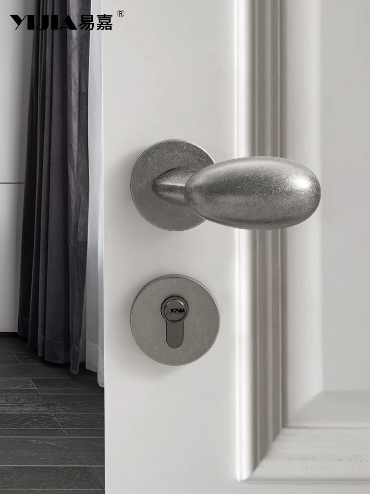 Vintage-Style Antique Silver Household Door Lock for Indoor Bedroom and Bathroom Wooden Doors, Universal Door Handle