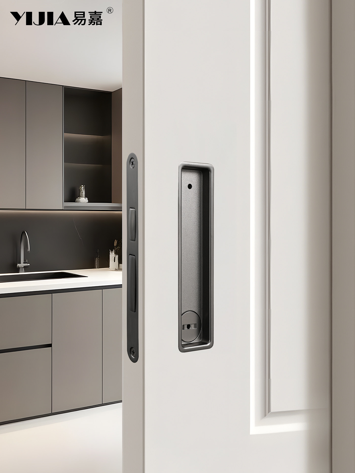 Bathroom Wooden Door Pocket Door Lock Sliding Door Side Hidden Door Handle Balcony Kitchen Door Invisible Hook Lock