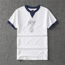 Young Ammerclick Summer Round Collar Short Sleeve T-shirt Vintage Men Casual Hit Color Splicing Printed Half Sleeve Men T