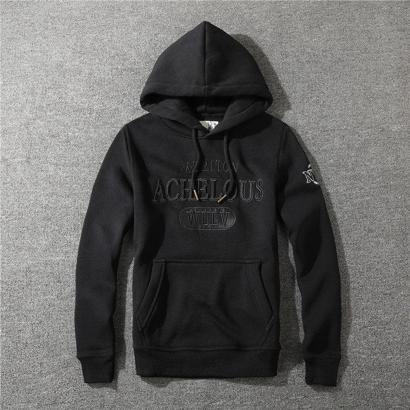 Autumn and winter new fleece kangaroo pocket men's slim plus velvet hooded sweatshirt American casual jacket comfortable men's tide