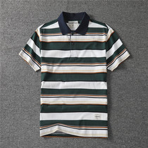 Summer business turtlenecks pure cotton short sleeves T-shirt male trend American comeback relaxation Leisure Compassionate Striped Polo Shirt