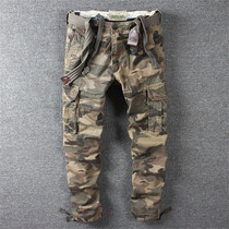 American classic straight camo overalls thick cotton multi-pocket outdoor casual pants autumn and winter mens models
