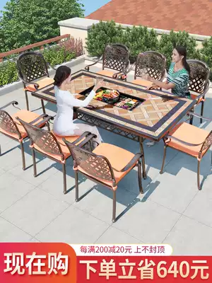 Outdoor cast aluminum barbecue table and chair outdoor courtyard balcony casual open air dining table and chair combination Electric Carbon Grill