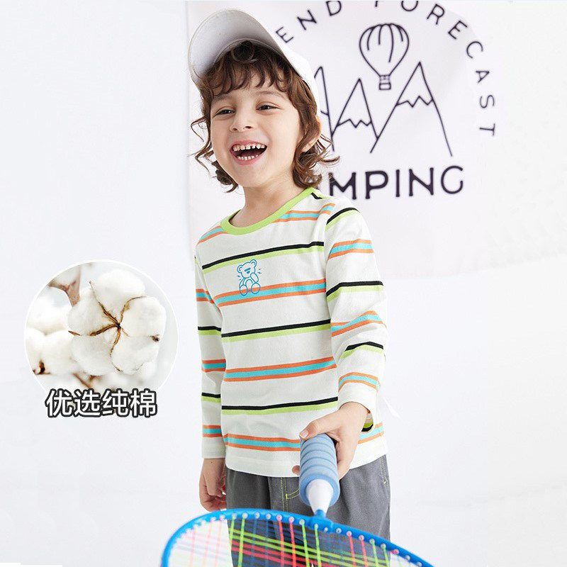 Clearance Bambala bala boys long-sleeved T-shirt thin section 2022 autumn clothes girls baby cotton inner stripes