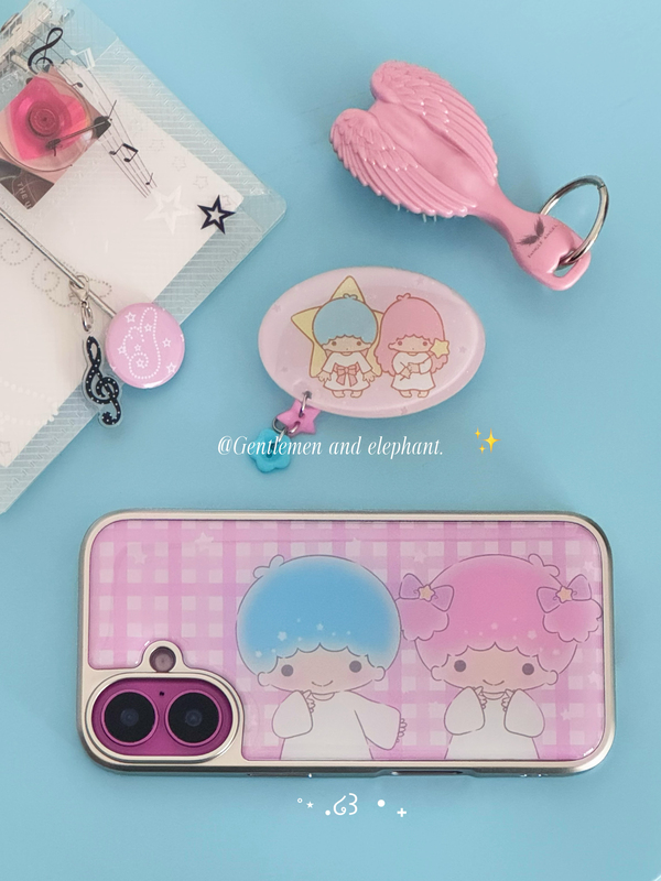 Japanese and Korean ins Summer Refreshing Plaid Gemini Suitable for Iphone16Promax Apple 15Pro/14 Simple Electroplated Silver Frame Glue Cartoon Protective Cover