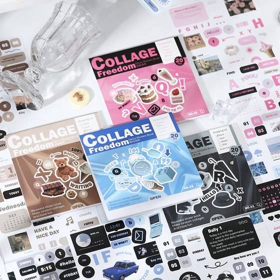 韩系自由拼贴deco贴纸本复古美式萌宠小熊手帐diy素材装饰小贴画