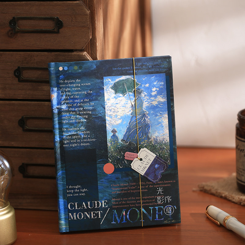 Light and shadow preface chapter color page hand account book retro literary Monet oil painting exquisite notepad student illustration notebook