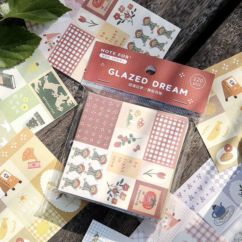 120 convenience stickers Glazed Old Dream Salt Family Plant Retro Day Style Handbill Collage Diy Message Material Paper