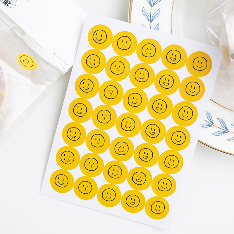 ins wind cute smiley face stickers cartoon expression stickers adhesive packaging box closure and baking decoration patch toddler