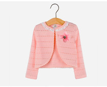 Summer thin short style girls long-sleeved shawl waistcoat medium and large baby cape coat air conditioning sun protection cardigan large flower