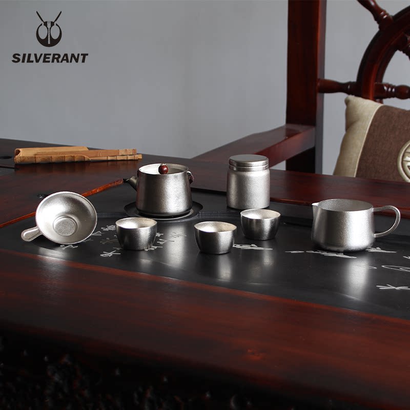 Silverant silver ant pure titanium tea maker multiplayer kung fu tea set outdoor camping tea cup tea set portable home