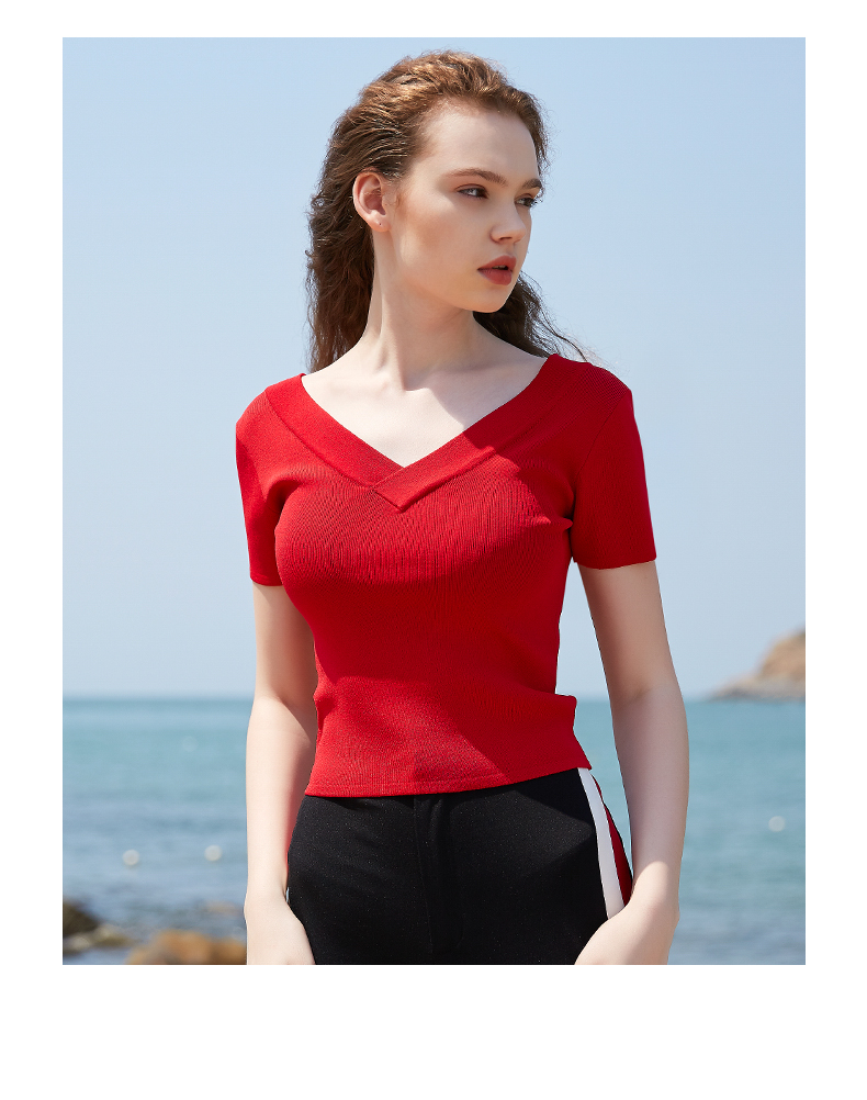 IEF / tình yêu theo mùa đông 2019 phiên bản mới của Hàn Quốc của áo len ngắn cổ chữ V thon gọn ngắn tay nữ hoang dã áo gile len hàn