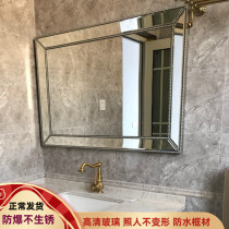 Nordic bathroom bathroom mirror toilet makeup art decorative hanging mirror wall hanging bathroom wall hanging European style vanity mirror