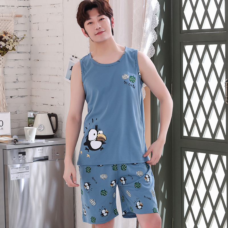 pajama tay áo mens mùa hè thoải mái trường trung học thiết lớn sinh viên kích thước mens mát nhà mặc 2020 mới.