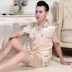 . Pajama mens mùa hè thoải mái sleeveth ngắn mỏng satin thoải mái cộng với chất béo cộng với bộ quần áo đang nhà cardigan thư xu hướng. 