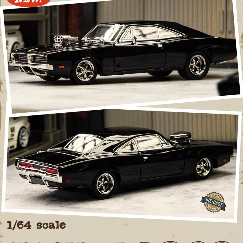 [Ycj ]Dodge 1969 Black Pro Tm×Psc 1:64 Collectible Simulation Alloy Car Model