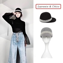 LaurenceChico New Pearl wool equestrian hat celebrity small fragrant wind cap cap 2019 autumn and winter