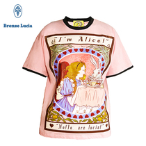 Bronze Lucia Li Landi Rocket Girl Yang beyond the same Lolita round neck printed short T-shirt