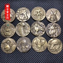 Brass twelve zodiac commemorative bronze medallion relief Copper Monkey Tiger pig dragon snake dog sheep Crafts gift commemorative coin