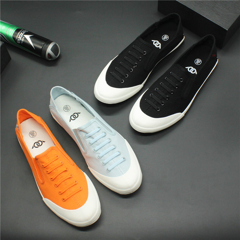 New style canvas shoes men's shoes Korean style trendy set of feet flat casual shoes lazy all-match slip-on breathable sneakers