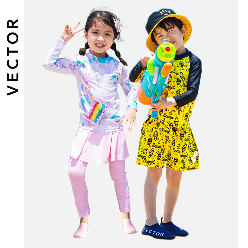 VECTOR CHILD SWIMSUIT TWO-PIECE SUNSCREEN LONG SLEEVE MID-CHILD DIVING GEAR BOY GIRL DIVING SUIT JELLYFISH