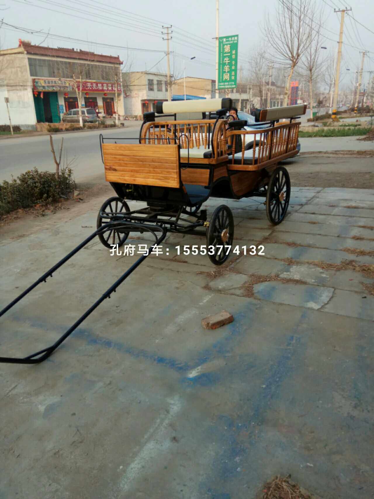 New Solid Wood Fields Park Sightseeing Carriage Tourist Wedding wedding exhibition props four-wheel wagon to map to customize ex-gratia-Taobao
