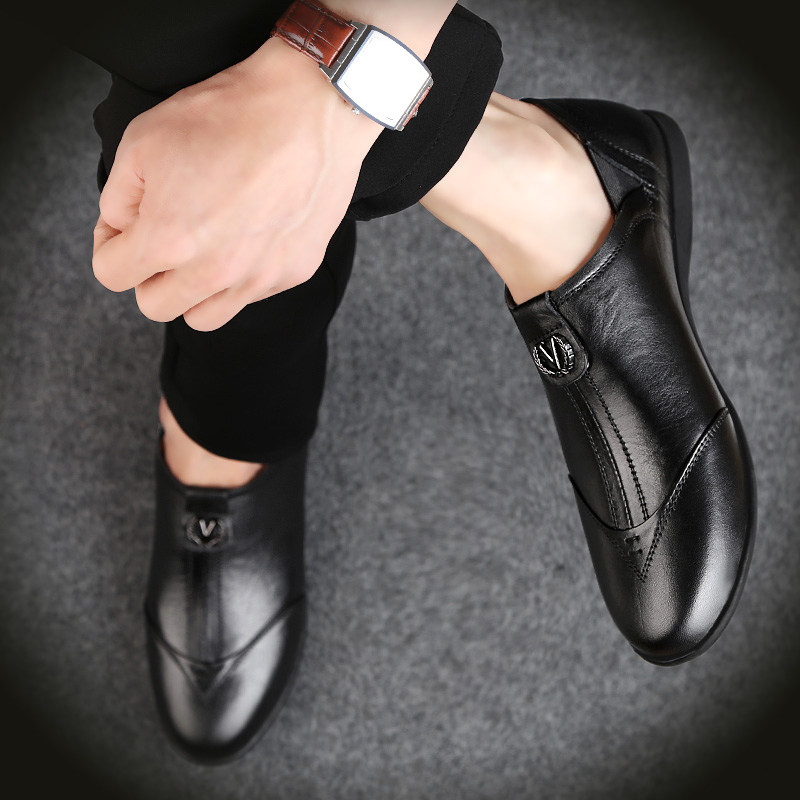 Tide Card 2022 Spring Summer New 100 lap heightening Breathable Warm Genuine Leather Men Soft Bottom Legue-bean Shoes Casual Leather Shoes Man