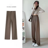 Костюм, штаны, повседневные брюки, высокая талия, свободный прямой крой