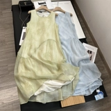 Свежее платье без рукавов, летняя дышащая длинная юбка