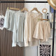 Tencel linen smocked sun protection shirt dress shorts set