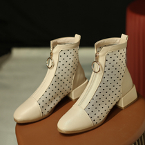 Summer boots Womens mesh hollow cool boots summer Martin boots thin breathable versatile 2020 new sandals polo dots