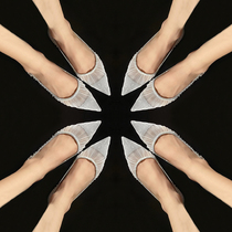 jc net gauze silver high heels female thin fairy wedding shoes bride bridesmaid shoes daily wear flat shoes