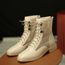 Summer Martin boots female English wind spring and summer thin breathable mesh hollow summer boots black feet small cool boots