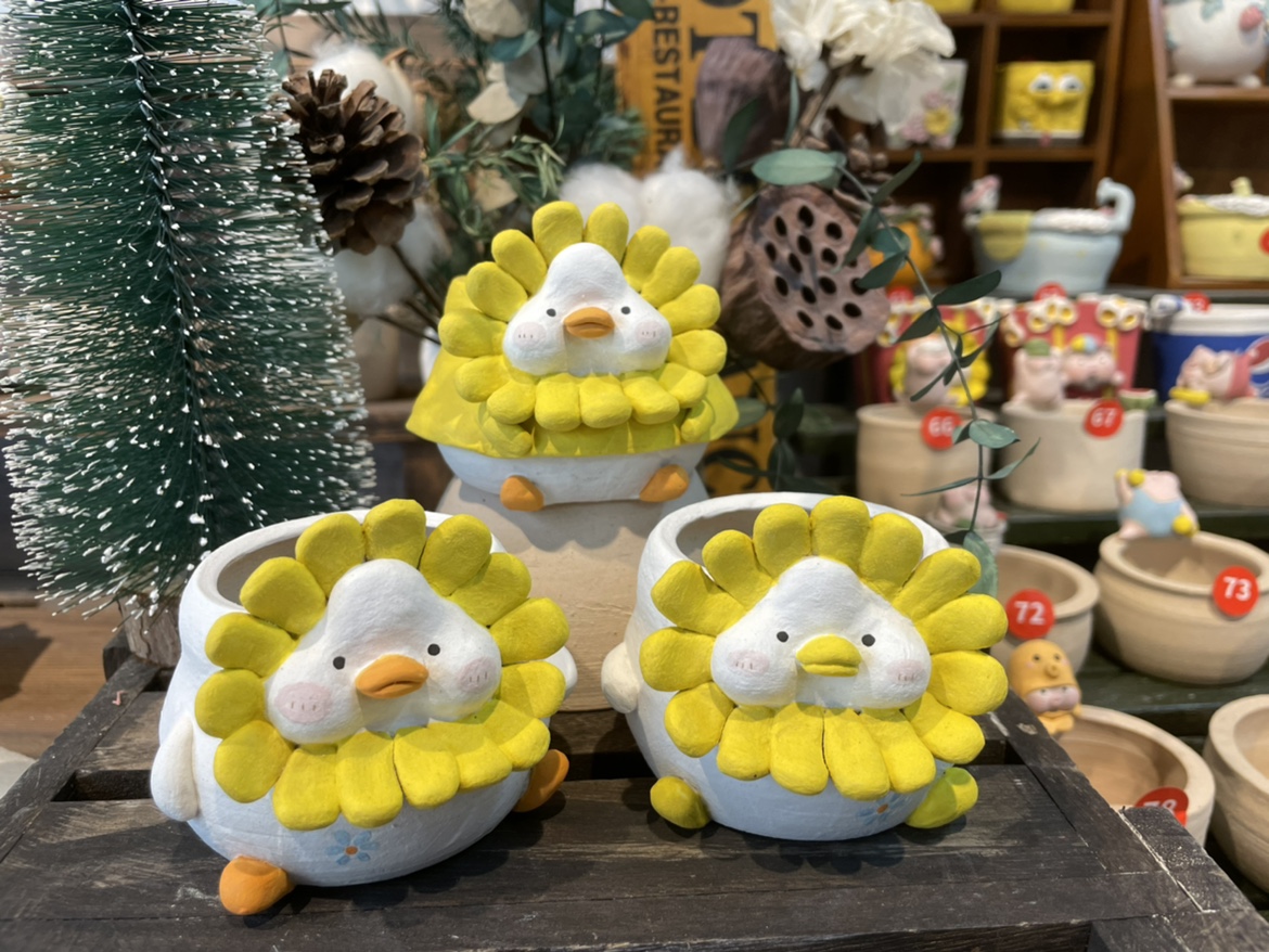 Wood original hand for coarse pottery cotton candy glaze cute raw stone flower PP meat cone flower pot