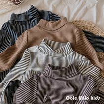 2022 new hit undershirt ocean autumn winter boy high collar beating undershirt child long sleeve t-shirt striped Korean version tide