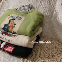 Middle and young children high neckline boy gush thickened suede jacket fake two autumn and winter style female baby blouses foreign air